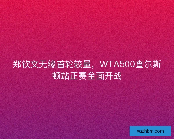 郑钦文无缘首轮较量，WTA500查尔斯顿站正赛全面开战
