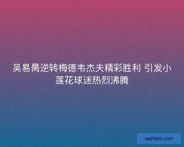 吴易昺逆转梅德韦杰夫精彩胜利 引发小莲花球迷热烈沸腾